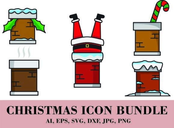 Chimney Icon Bundle: Perfect for Festive Graphics and Icons