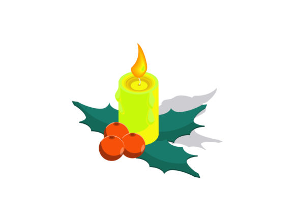 Christmas Illustration 3D Candle: A Festive Embroidery Gem