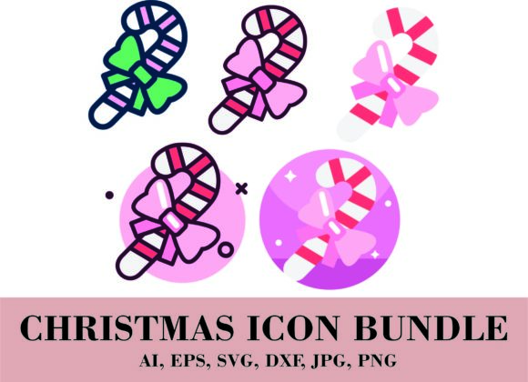 Cute Candy Cane Decoration Bundle: Icons and Graphics for Christmas
