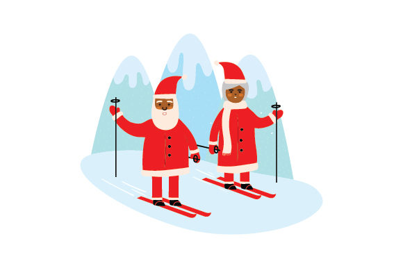 Mr and Mrs Claus Go Skiing: A Festive Embroidery Design