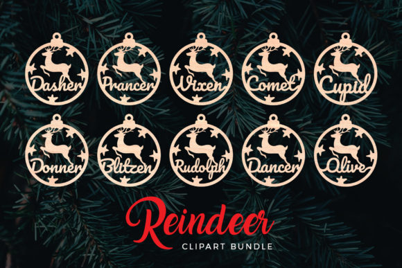 Reindeer Christmas Ornaments for Laser Cutting